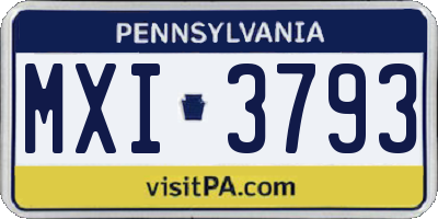 PA license plate MXI3793