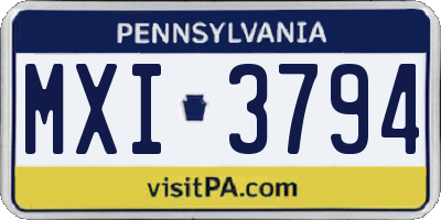 PA license plate MXI3794