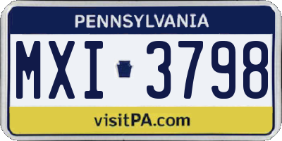 PA license plate MXI3798