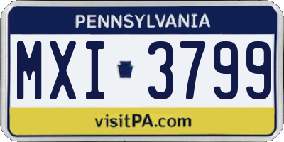 PA license plate MXI3799