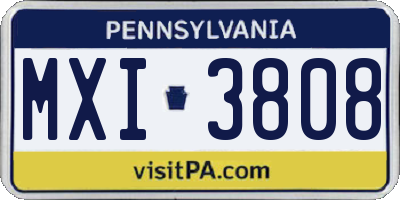 PA license plate MXI3808