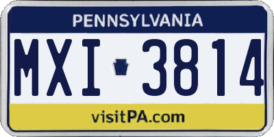 PA license plate MXI3814