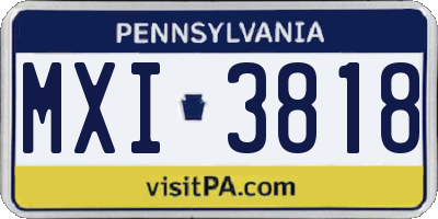 PA license plate MXI3818