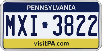 PA license plate MXI3822