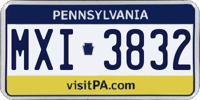 PA license plate MXI3832