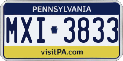 PA license plate MXI3833