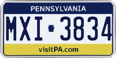 PA license plate MXI3834