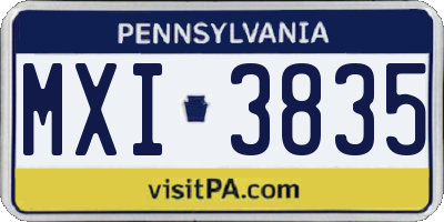 PA license plate MXI3835