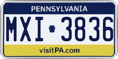 PA license plate MXI3836