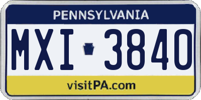PA license plate MXI3840
