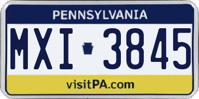 PA license plate MXI3845