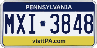 PA license plate MXI3848