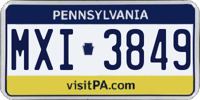 PA license plate MXI3849