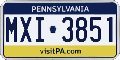 PA license plate MXI3851