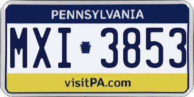 PA license plate MXI3853