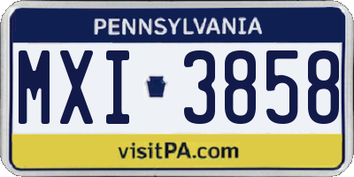 PA license plate MXI3858