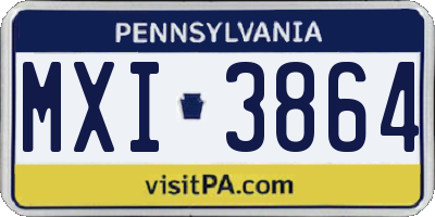PA license plate MXI3864