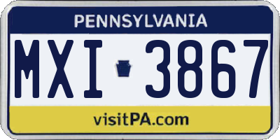 PA license plate MXI3867