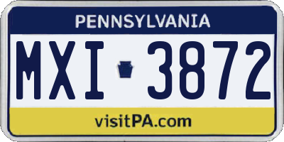 PA license plate MXI3872