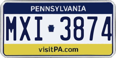 PA license plate MXI3874
