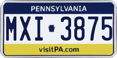 PA license plate MXI3875