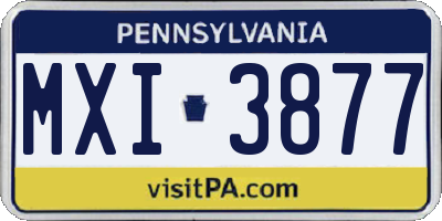 PA license plate MXI3877