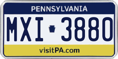 PA license plate MXI3880