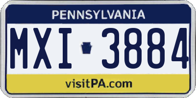PA license plate MXI3884
