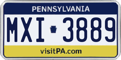 PA license plate MXI3889