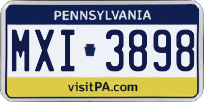 PA license plate MXI3898