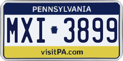 PA license plate MXI3899