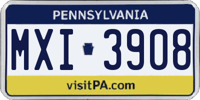 PA license plate MXI3908