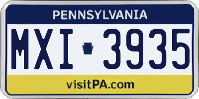 PA license plate MXI3935