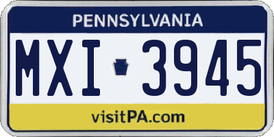PA license plate MXI3945