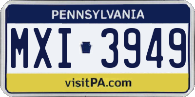 PA license plate MXI3949