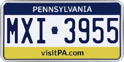 PA license plate MXI3955
