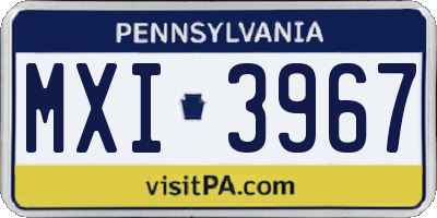PA license plate MXI3967