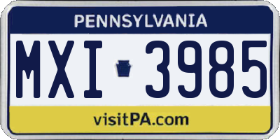 PA license plate MXI3985