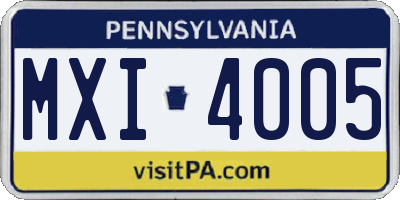 PA license plate MXI4005