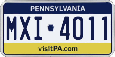 PA license plate MXI4011