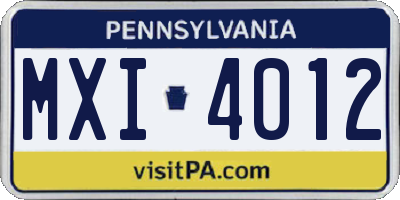 PA license plate MXI4012