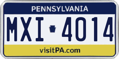 PA license plate MXI4014