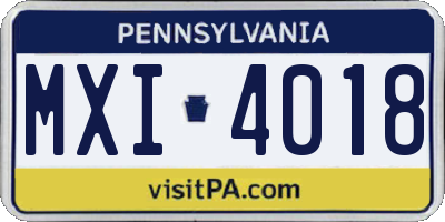 PA license plate MXI4018