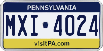 PA license plate MXI4024