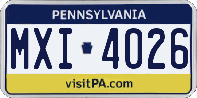 PA license plate MXI4026