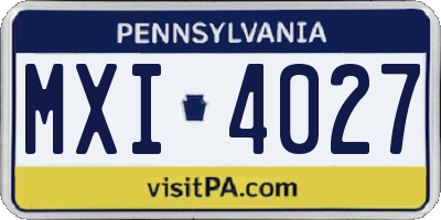 PA license plate MXI4027
