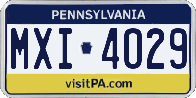 PA license plate MXI4029