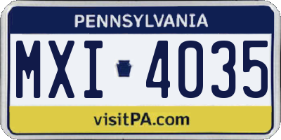 PA license plate MXI4035