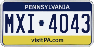PA license plate MXI4043