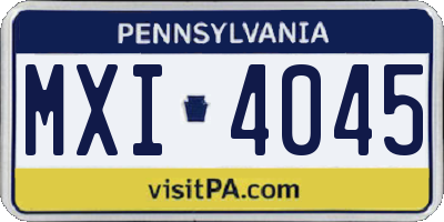 PA license plate MXI4045